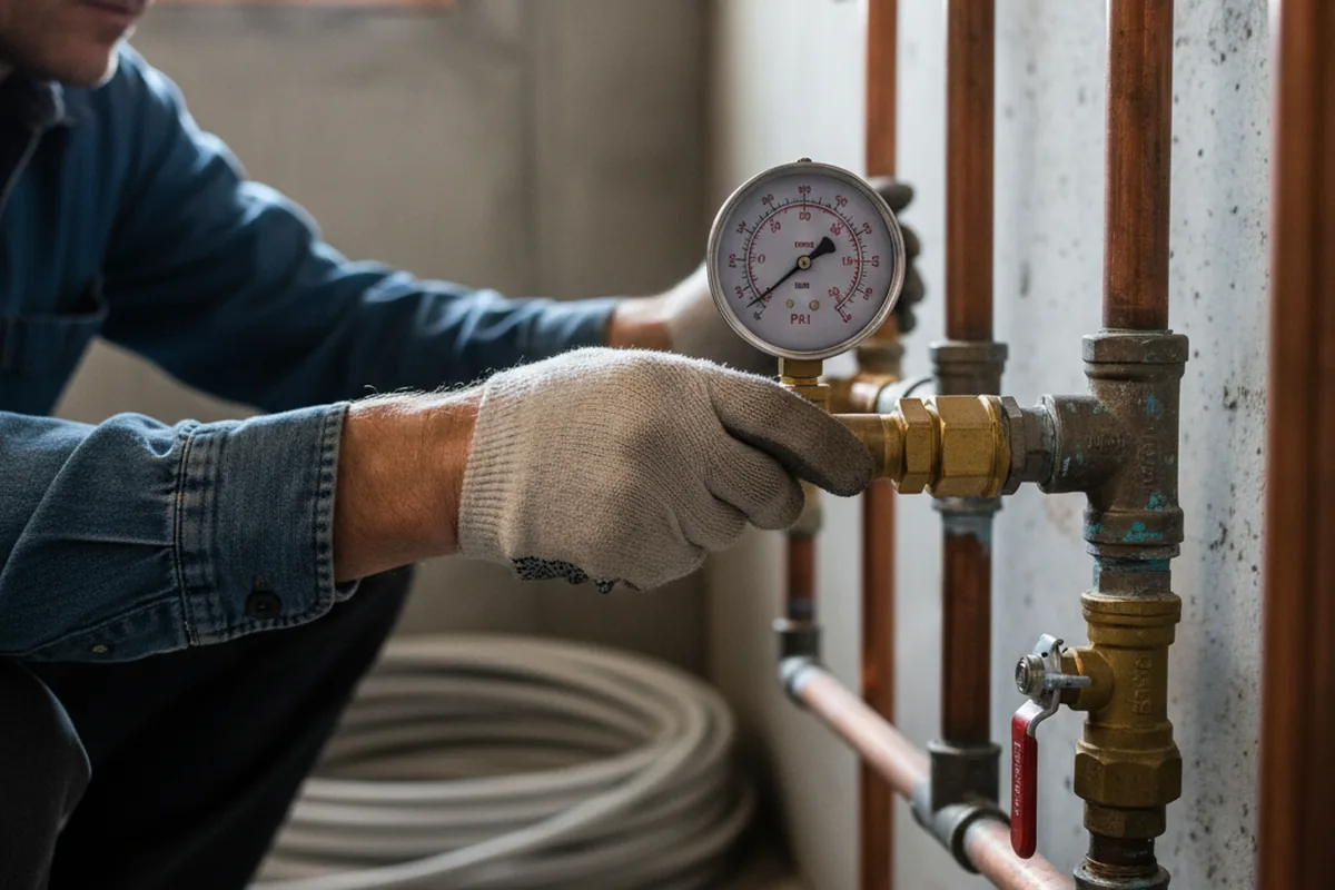Pressure testing a repaired line during Water Line Repair in Cuba